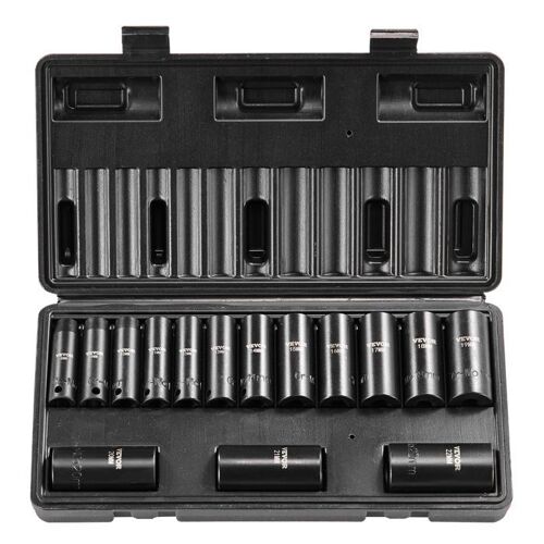 Coffret Douilles À Chocs Profondes 3/8 Po Métrique 8-22mm-Vevor-Kit Pour Clé À Cliquet 15pcs-Pour La Réparation Automobile, Atelier