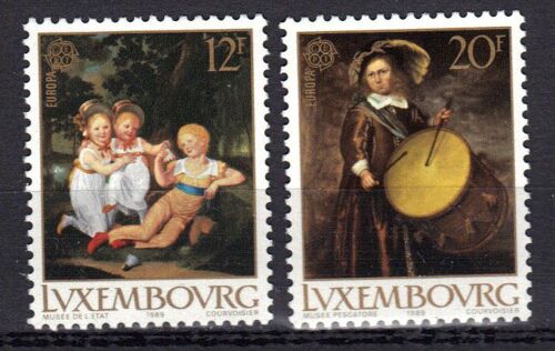 Luxembourg 1989 Europa : Jeux D'enfants : Tableaux D'artistes Anonymes : Le Jeu De Volant / Joueur De Tambour - Série Entière De 2 Timbres Neufs **