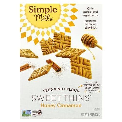 Simple Mills, Farine De Graines Et De Fruits À Coque, Sweet Thins®, Miel Et Cannelle, 120 G