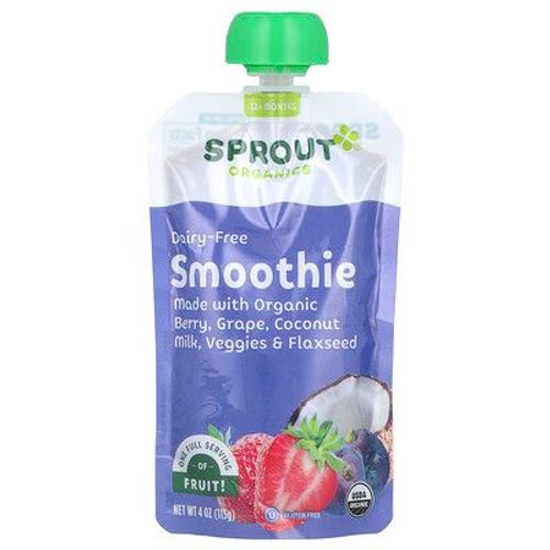Sprout Organics, Aliments Pour Bébés, Smoothie Sans Produits Laitiers, À Partir De 12 Mois, Baies, Raisins, Lait De Coco, Légumes Et Graines De Lin, 113 G
