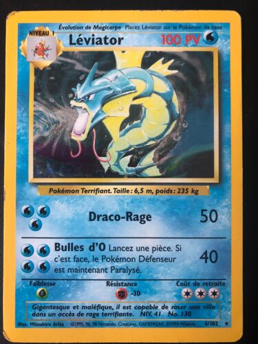 Carte Pokémon - Léviator 6/102 Set De Base Holo Wizzard Fr Tb