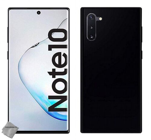 Housse etui coque pochette silicone gel fine pour Samsung Galaxy Note 10 + verre trempe - NOIR