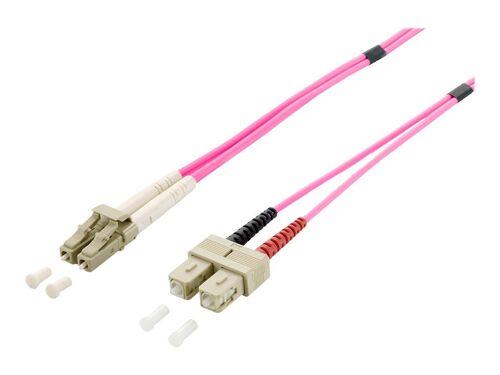 equip Pro - Cordon de raccordement - SC multi-mode (M) pour LC multi-mode (M) - 2 m - 2 m - fibre optique - duplex - 50 / 125 microns - OM4 - sans halogène - rose
