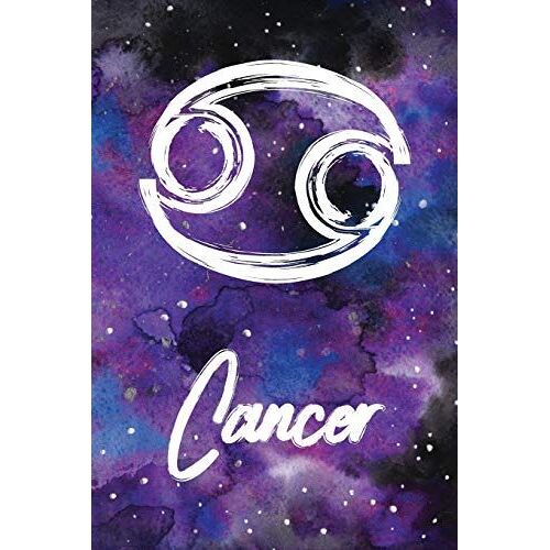 Zodiac Journal Cancer 365 Days One Year Of Writing: Blank Lined Daily Journal Undated One Page Per Day + Goals Checklist | Watercolor Galaxy Cover With Cancer Horoscope Sign And Star Constellation