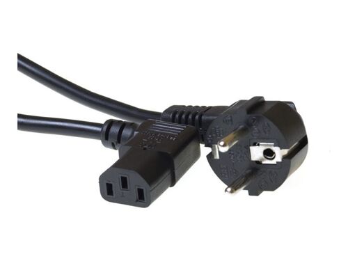 ACT - Câble d'alimentation - power CEE 7/7 incliné pour power IEC 60320 C13 incliné - CA 230 V - 10 A - 2 m - noir, RAL 9011
