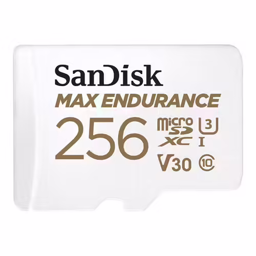 SanDisk Max Endurance - Carte mémoire flash (adaptateur microSDXC vers SD inclus(e)) - 256 Go - Video Class V30 / UHS-I U3 / Class10 - microSDXC UHS-I