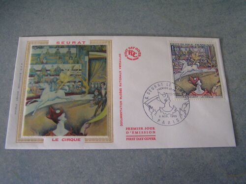 Enveloppe 1er Jour - Soie - Seurat "Le Cirque" 1969