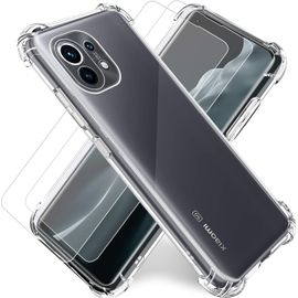Coque Silicone Tpu Transparente Angles Renforces + 2 Verres Trempes Pour Xiaomi Mi 11 Lite Little Boutik® Couleur :
