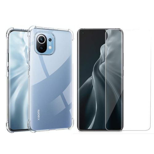 Coque Silicone Tpu Transparente Quatre Coins Renforces + Verre Trempe Pour Xiaomi Mi 11 Lite 5g Ne Little Boutik® Couleur :