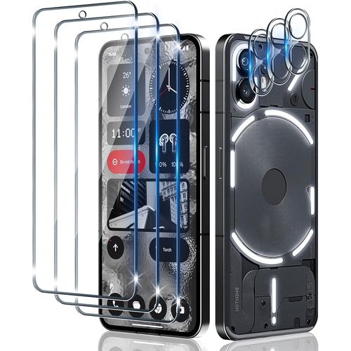 TRAHOO-Verre Trempé pour Nothing Phone 2 avec Caméra Arrière Protecteur [3+3 Pièces], Dureté 9H [Sans Bulles] [Ultra HD] Ultra Résistant Film Vitre Trempé Protection écran [Transparente]