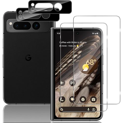 Verre Trempe Pour Google Pixel Fold Avec Camera Arriere Protecteur [2+2 Pieces], Durete 9h [Sans Bulles] [Ultra Hd] Ultra Resistant Film Vitre Trempe Protection Ecran [Transparente]