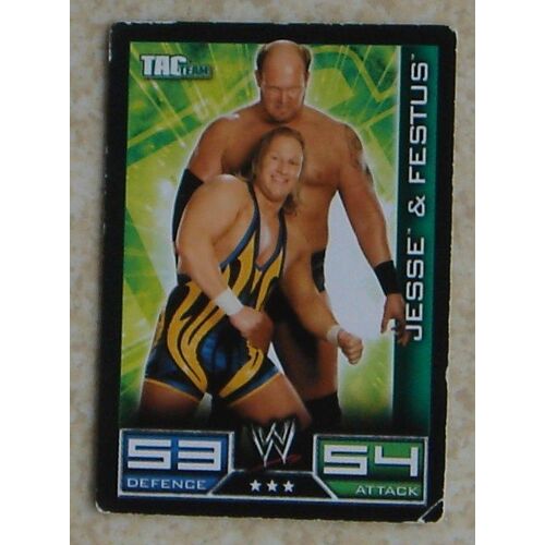 Carte Wwe Slam Attax 2008 : Jesse & Festus - Tag Team - Défense 53 Attaque 54 - 3 Étoiles