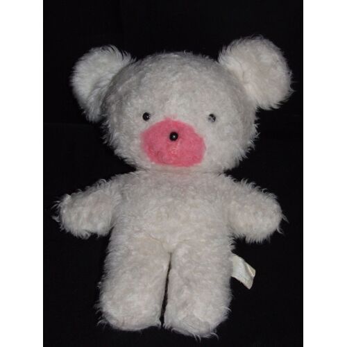 Ours Lotus Doudou Blanc Rose Peluche Ancien Vintage De 23 Cm