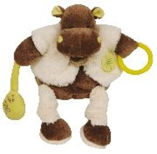 Pantin D'activités Hippopotame Bazile Marron Et Beige 25 Cm