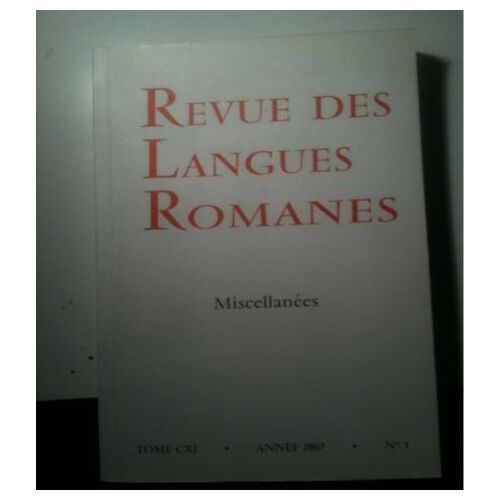 Revue Des Langues Romanes