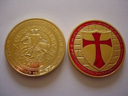 Medaille Franc Maçonnerie Templier En Cuivre Emaille 1 Once De Cuivre Pur