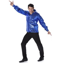 Chemise Disco À Sequins Bleus Homme - Taille: S