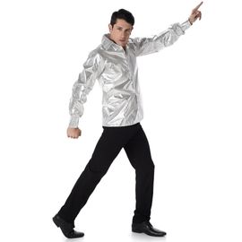 Chemise Disco Brillante Argent Homme - Taille: S