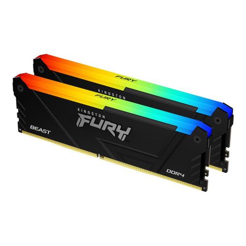 Kingston FURY Beast RGB - DDR4 - kit - 32 Go: 2 x 16 Go - DIMM 288 broches - 3600 MT/s / PC4-28800 - CL18 - 1.35 V - mémoire sans tampon - non ECC - noir