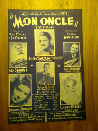 Partition "Mon Oncle" (Lucienne Delyle, Eddie Barclay)