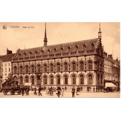 Belgique - Courtrai - Carte Ancienne "Hôtel De Ville", Animée, Attelage
