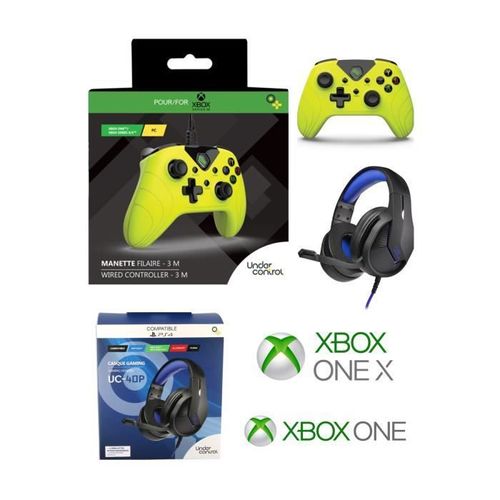 Casque Gamer PRO UC40 GAMER XBOX ONE/S/X/PC + Manette XBOX ONE-S-X-PC JAUNE POP