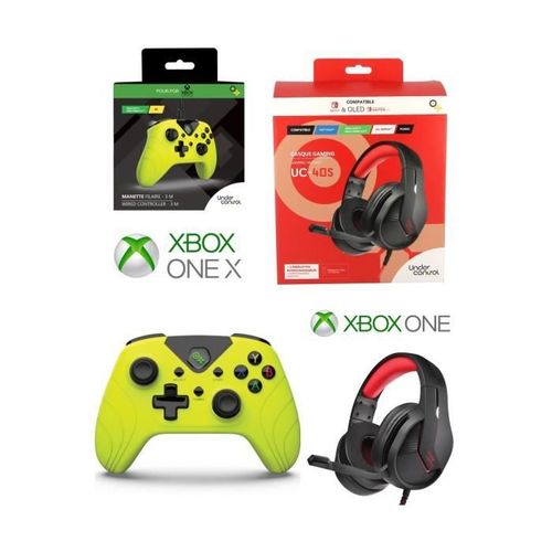Casque Gamer PRO UC40 GAMER XBOX ONE/S/X/PC MUTI PLATEFORMES + Manette XBOX ONE-S-X-PC JAUNE POP