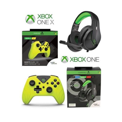 Casque Gamer PRO UC40 VERT GAMER XBOX ONE/S/X/PC + Manette XBOX ONE-S-X-PC JAUNE POP