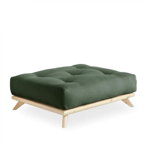 Pouf Futon Senza Pin Naturel Coloris Vert Olive De 90 X 100 Cm.