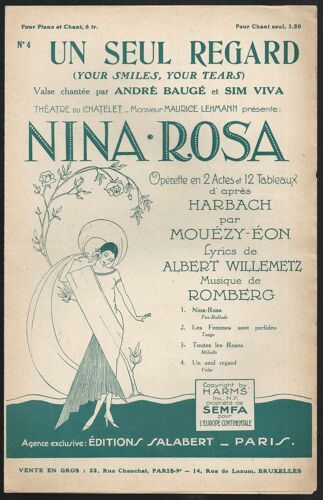 Nina Rosa - Cahier N°4 - Un Seul Regard - Valse Chantée Par André Baugé Et Sim Viva