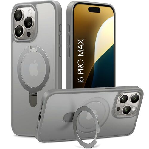 Coque Pour Iphone 16 Pro Max, Protection Antichoc Rigide Avec Support Anneau Magnétique Rotatif - Gris - E.F.Connection