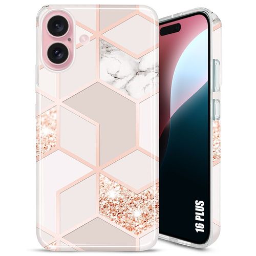 Coque Pour Iphone 16 Plus, Protection Slim Léger Anti-Rayures Antichoc Motif Marbre Rose - E.F.Connection