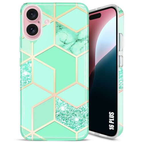 Coque Pour Iphone 16 Plus - Motif Marbre Turquoise Protection Antichoc Anti-Rayures Ultra Légère - E.F.Connection