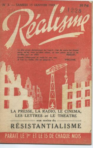 Réalisme N° 3 ( Samedi 15 Janvier 1949 )
