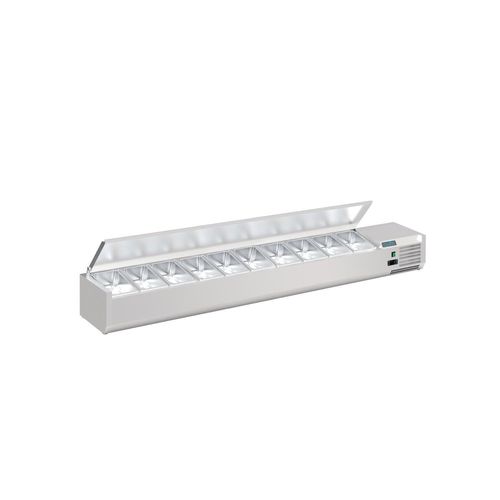 Saladette réfrigérée 10 x GN 1/4 (P)100 mm, à poser avec couvercle, 120 W, 220 V - MONO