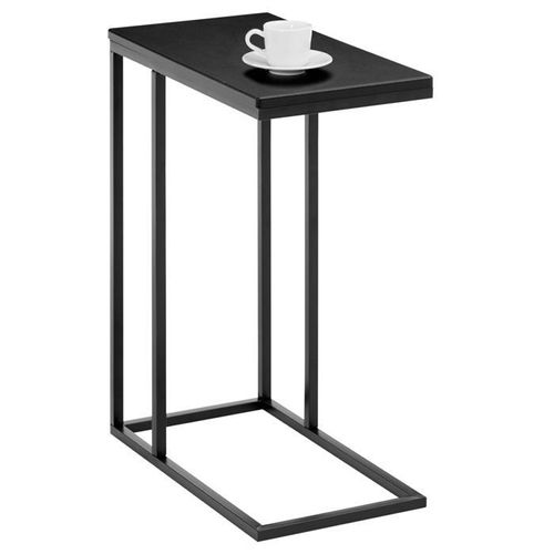 Bout De Canapé Debora Table D'Appoint Table Basse De Salon Cadre En Métal Noir Et Plateau Rectangulaire En Mdf Noir Mat