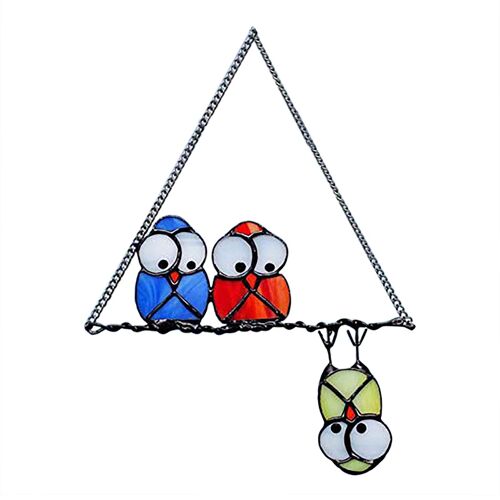 Suspension de fenêtre suspendue, attrape-soleil en acrylique, oiseaux de dessin animé, ornements de fenêtre suspendue au mur