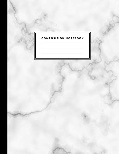 Composition Notebook: White Grey Marble College Ruled Line Pages, Writing Notes Journal For Girls, Kids, School, Students And Teachers (8.5 X 11, 100 Pages)