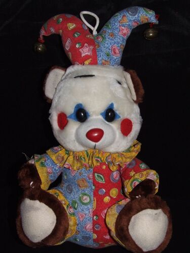 Arlequin Clown Ours Doudou Van De Walle Clochettes Peluche De 33 Cm Assis
