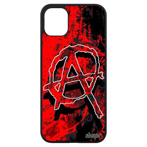 Coque silicone iPhone 11 anarchie Femme artiste etui tague 4G Rouge gothique portable anarchiste graphique metal anarchy tag