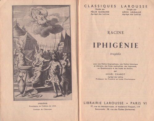 Racine Iphigénie Tragédie Classiques Larousse
