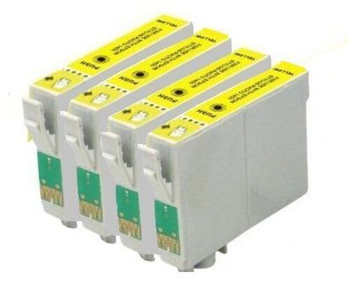 4 Cartouches d'encre Compatibles - Jaune pour Epson Stylus SX 218 SX 515W SX 510W SX 115 SX 200 SX 400 SX 105 SX 415 SX 215 SX 205 SX 410 SX 600FW SX 100 SX 405 SX 110 S 21 SX 210 SX 610FW S 20 Wifi