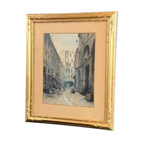 Aquarelle signe Charles Forget 18861960 La cour du dragon 1925 Paris VIme multicolore