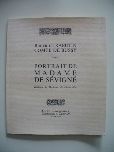 Portrait De Madame De Sévigné - Histoire De Madame De Cheneville