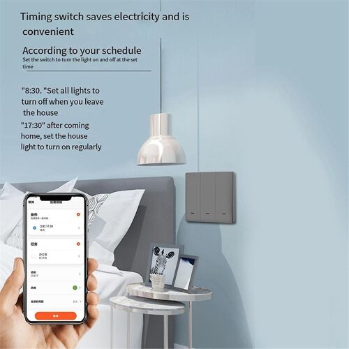 Tuya Smart Switch Wifi et Rf Radio Fréquence Smart Switch Single Zero Fire Line Universel 1 Interrupteur Gris