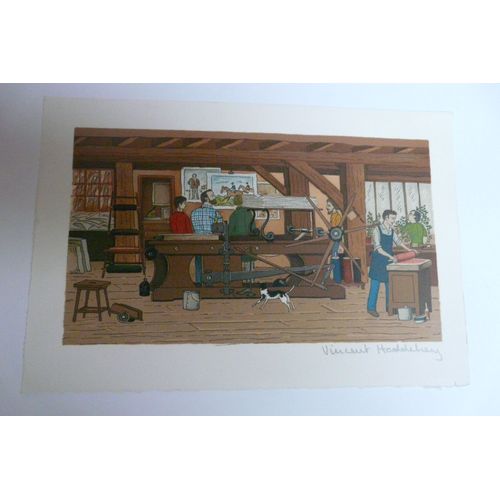 Lithographie De Haddelsey Représentant Un Atelier De Lithographie