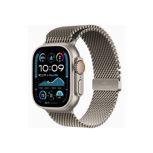 Apple Watch Ultra 2 - 49 mm - titanium naturel - Montre connectée avec bracelet milanaise - taille du bracelet : S - 64 Go - LTE, Wi-Fi 4, UWB, Bluetooth - 4G - 61.4 g