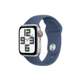 Apple Watch SE (GPS + Cellular) - 2e génération - 40 mm - aluminium argenté - Montre connectée avec bracelet sport - fluoroélastomère - denim - taille du bracelet : S/M - 32 Go - LTE, Wi-Fi 4...