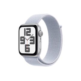 Apple Watch SE (GPS) - 2e génération - 44 mm - aluminium argenté - Montre connectée avec bracelet sport - deux couches de matières textiles tissées - nuage bleu - taille du poignet : 130-200 mm -...