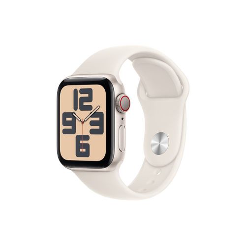 Apple Watch SE (GPS + Cellular) - 2e génération - 40 mm - aluminium droit - Montre connectée avec bracelet sport - fluoroélastomère - droit - taille du bracelet : M/L - 32 Go - LTE, Wi-Fi 4...